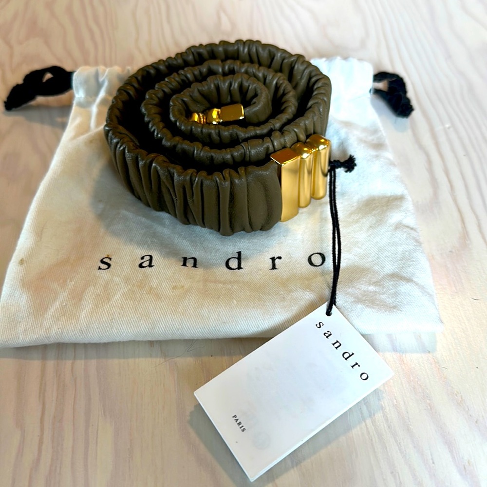 Sandro sinching belt Olive green with gold buckle